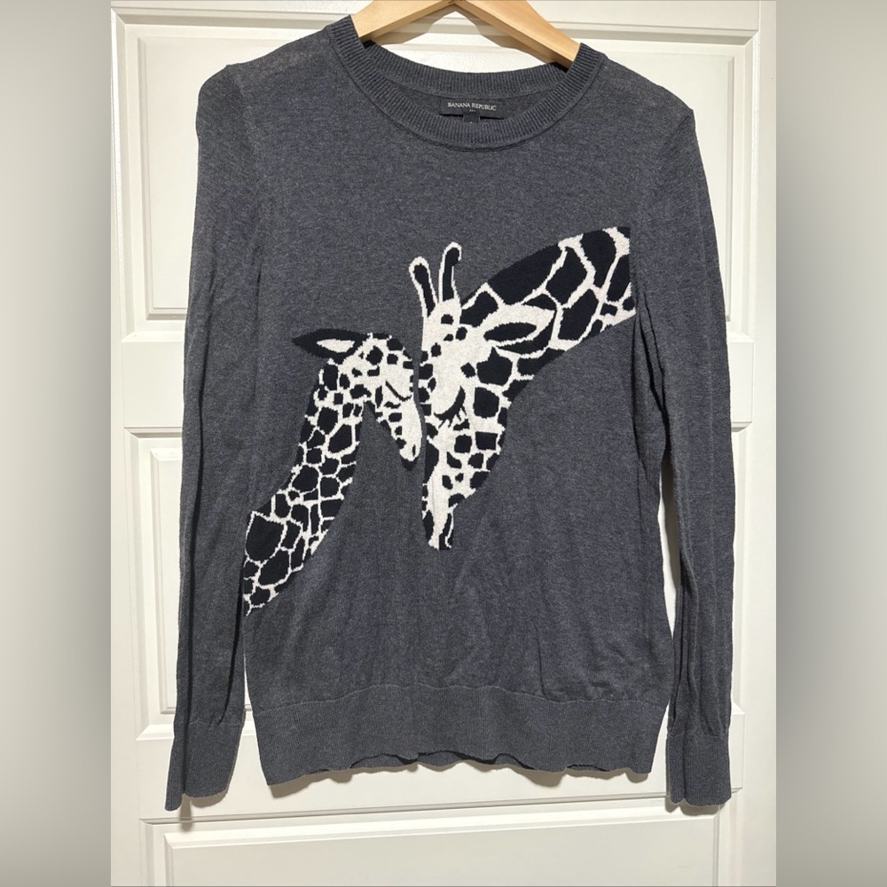 Banana Republic Dark Gray Giraffe Sweater - Picture 2 of 7